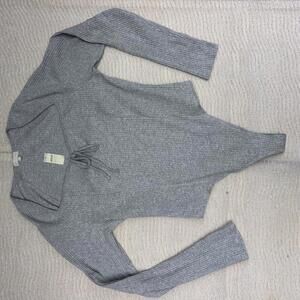 Aerie Ribbed Bodysuit Gray NWT Long Sleeve Bow Tie Soft Fitted Stretch